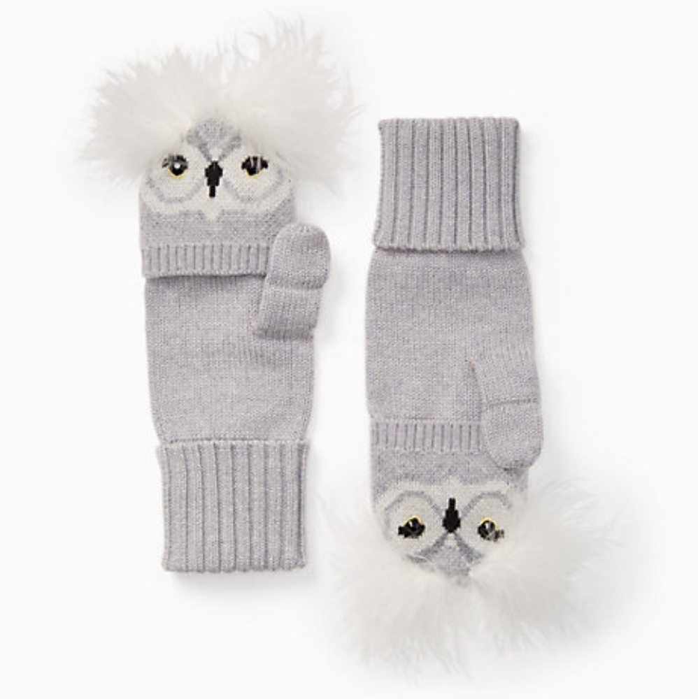 Kate Spade- Who Me Owl Merino Wool POP Toe Mittens